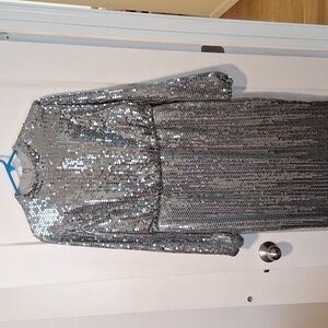 Ted baker silver sequin dress sz xl. christmas, new years eve